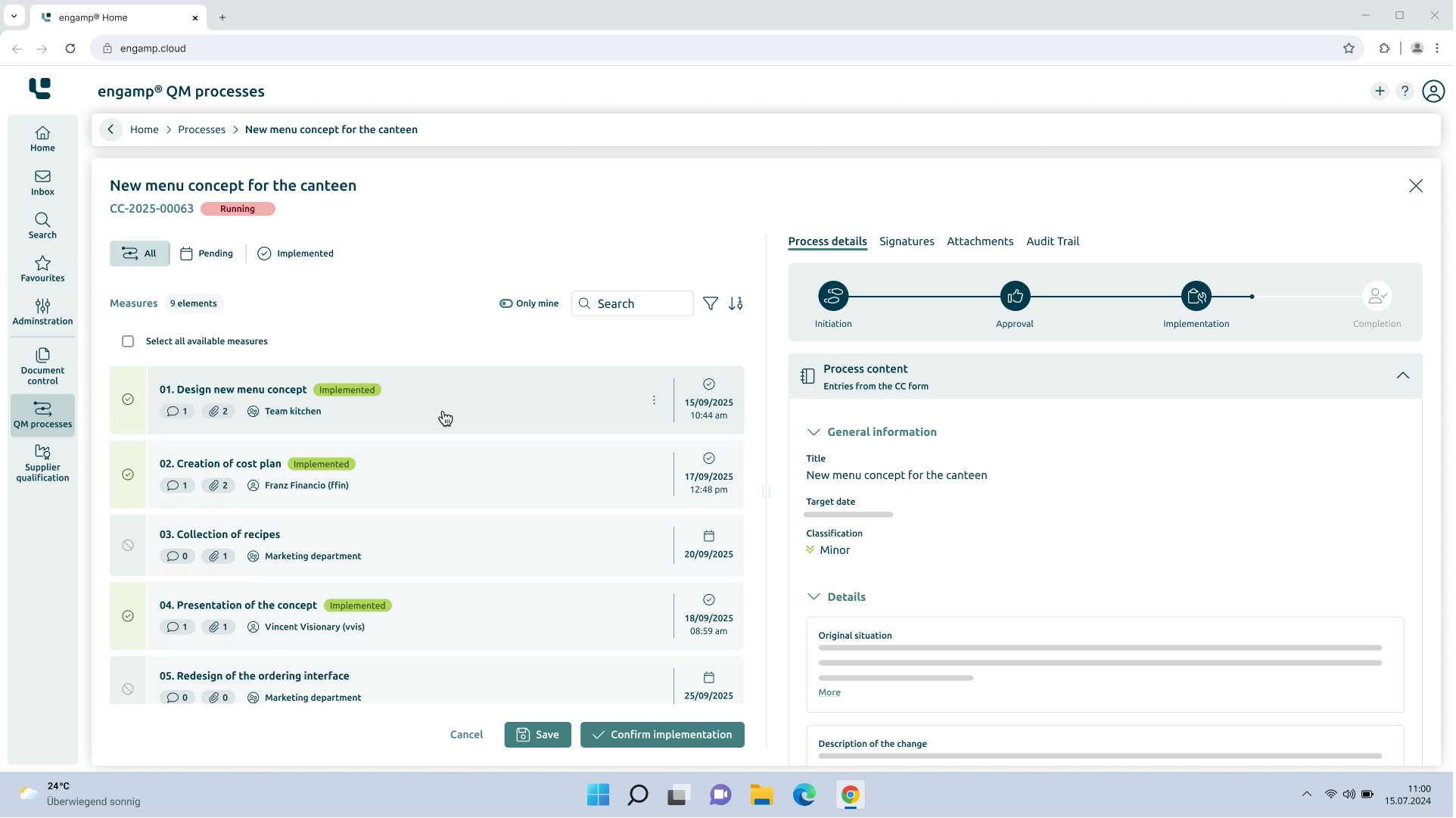 Illustration engamp® QM processes – implementation